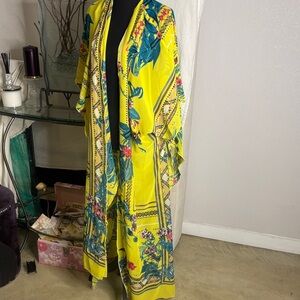 Vibrant Yellow Floral Kimono